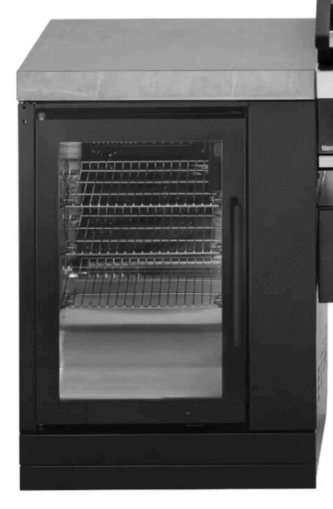 GrandPro Outdoor Kitchen with Black CrossRay 4 Burner BBQ, Fridge - 2.8m