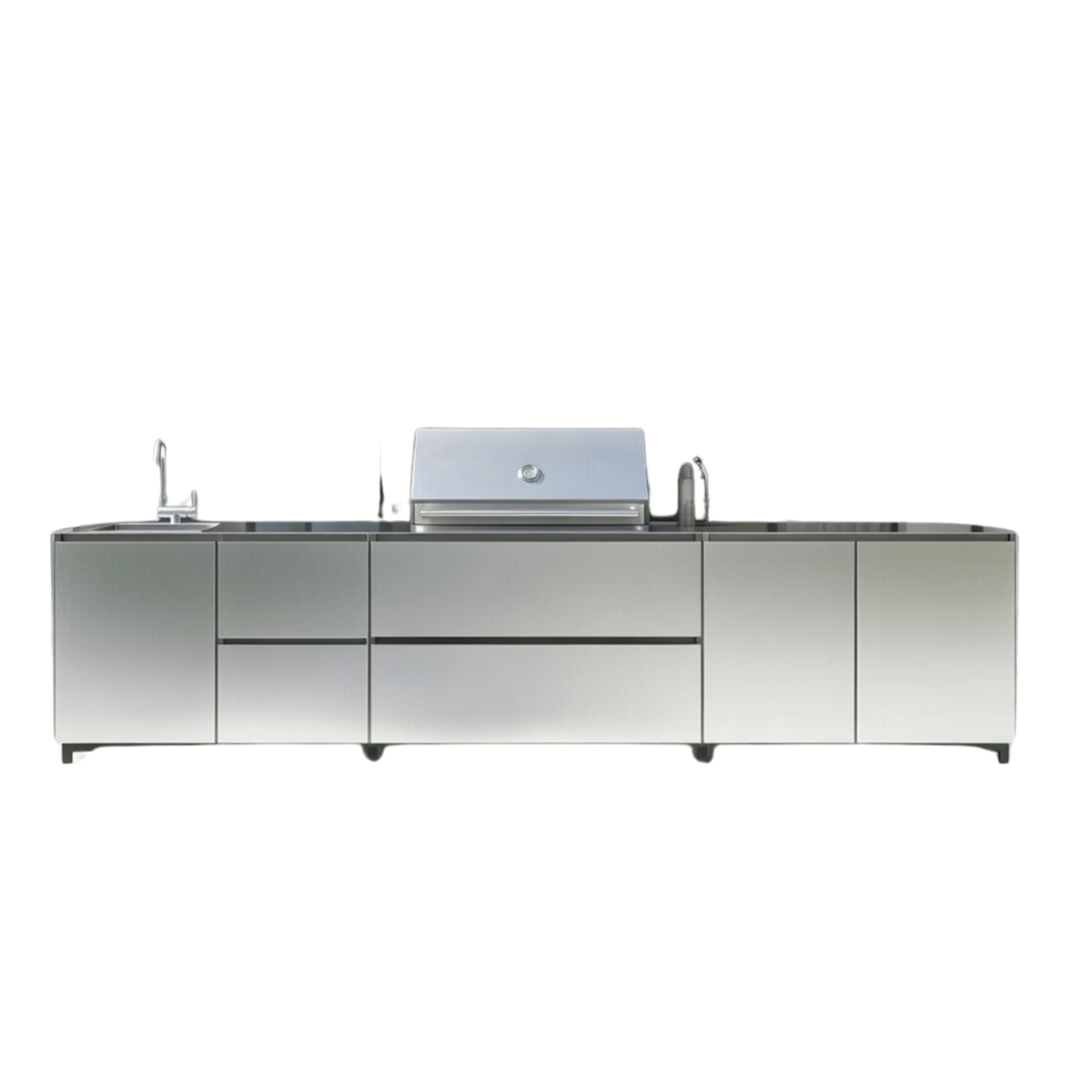 Hoppilif 3.6m Silver Outdoor Kitchen with BeefEater Proline and Sink-OutdoorLux