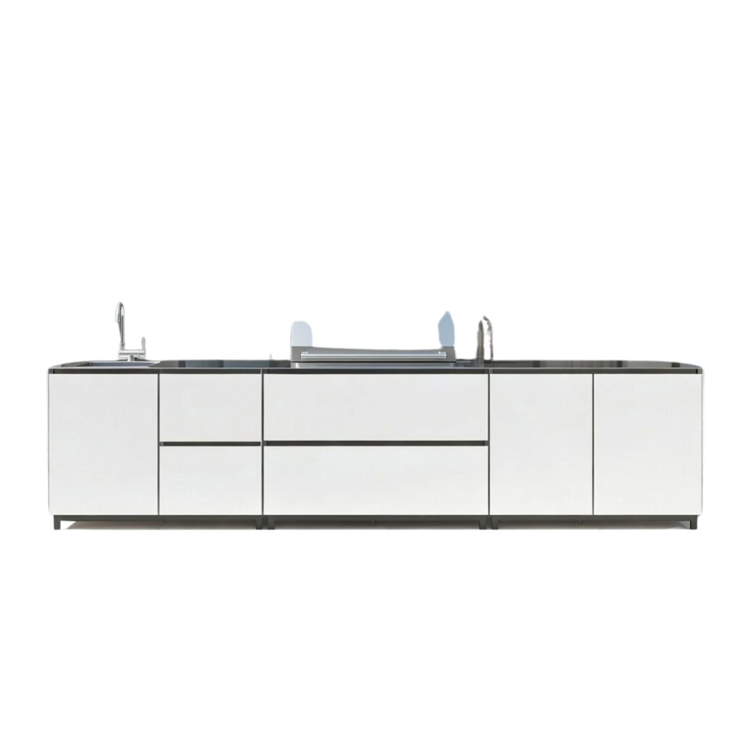 Hoppilif 3.6m White Outdoor Kitchen with BeefEater Proline BBQ and Sink-OutdoorLux