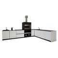 Hoppilif Outdoor Kitchen | L-Shape with On Counter Oven, & Sink – Brillant White (4.2 m x 3m)-OutdoorLux
