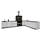 Hoppilif Outdoor Kitchen | L-Shape with On Counter Oven, & Sink – Brillant White (4.2 m x 3m)-OutdoorLux