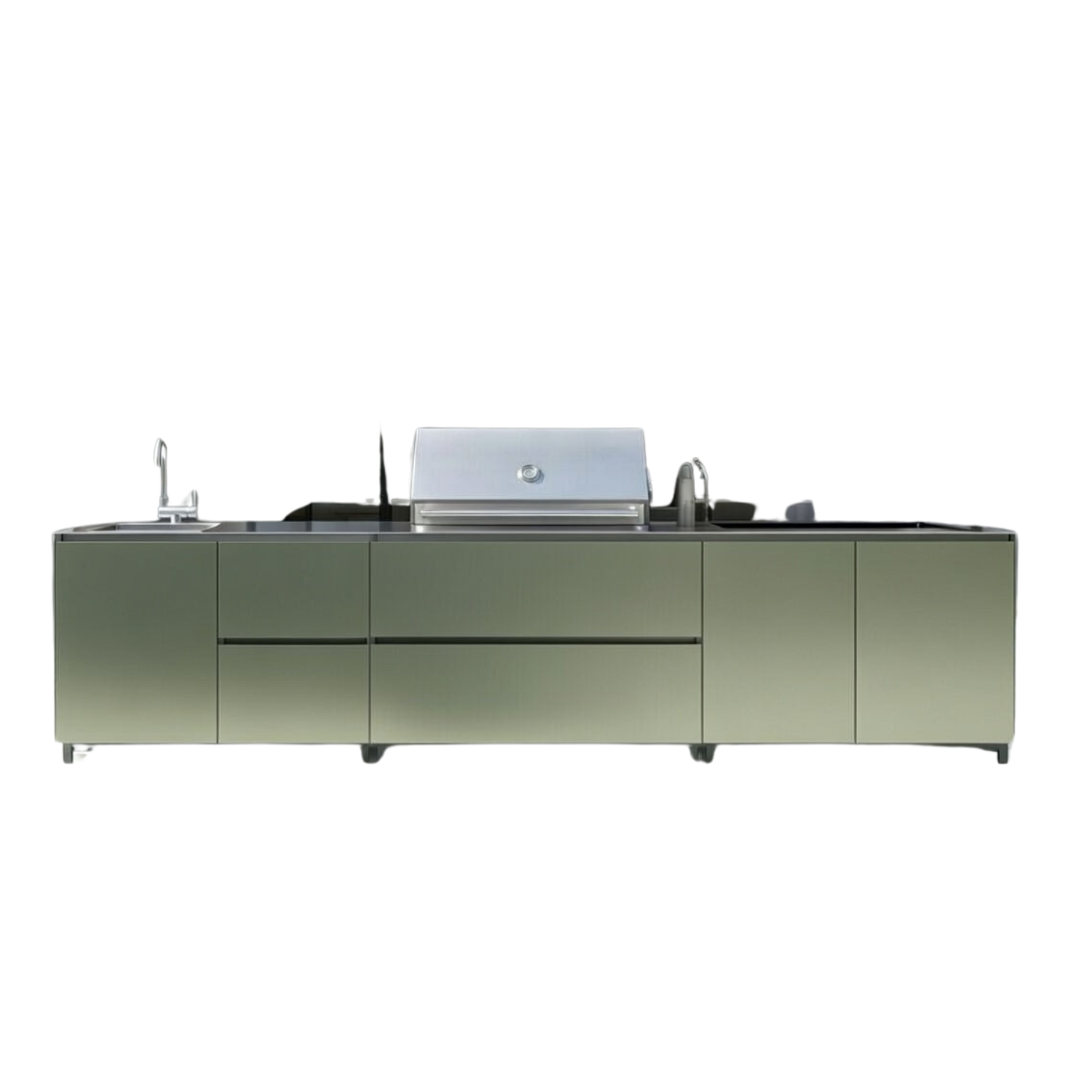 Hoppilif 3.6m Olive Green Outdoor Kitchen with BeefEater Proline-OutdoorLux