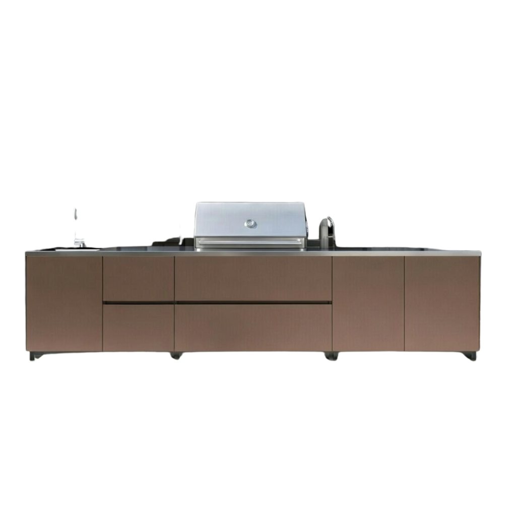 Hoppilif 3.6m Outdoor Kitchen with BeefEater Proline Grill and Sink-OutdoorLux