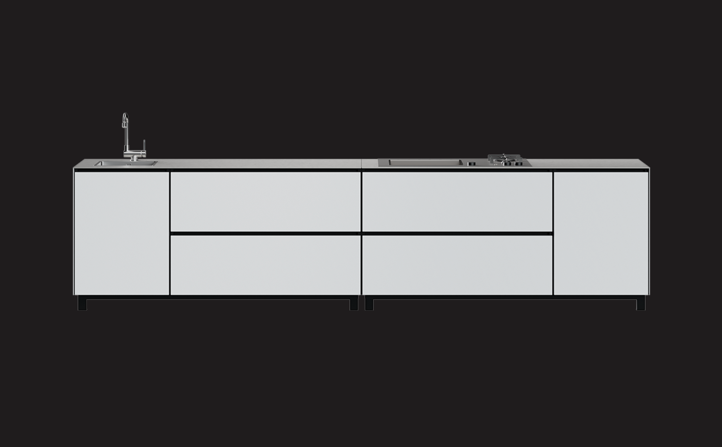 Hoppilif 3.6m Silver Outdoor Kitchen with BeefEater Proline and Sink-OutdoorLux
