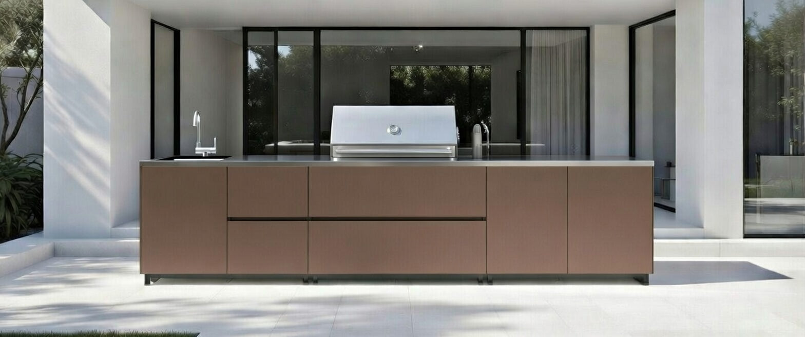 Hoppilif 3.6m Outdoor Kitchen with BeefEater Proline Grill and Sink-OutdoorLux